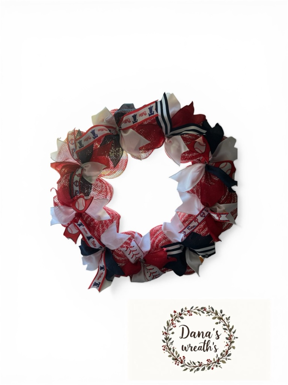 Patriotic Red, White & Navy Ribbon Wreath